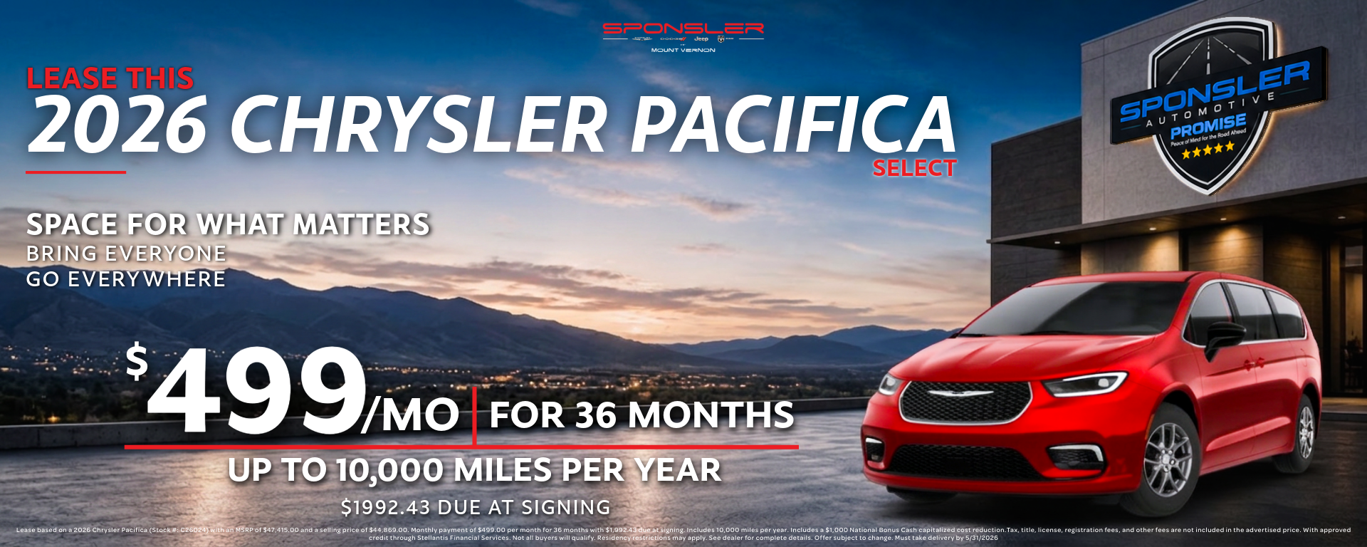 Special offer on    Lease this 2026 Chrysler Pacifica